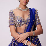 Persian Blue Mirror Embroidered Lehenga Set