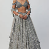 Crystal Grey Sequins Lehenga Set