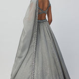 Crystal Grey Sequins Organza Lehenga Set