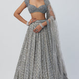 Crystal Grey Sequins Lehenga Set