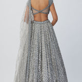 Crystal Grey Sequins Lehenga Set