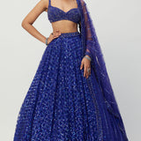 Cocktail Blue Sequins Lehenga Set
