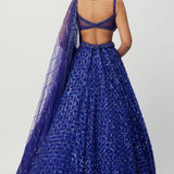 Cocktail Blue Sequins Lehenga Set