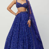 Cocktail Blue Sequins Lehenga Set