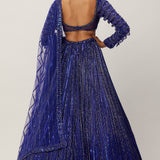 Cocktail Blue Linear Embroidered Lehenga Set
