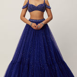 Cocktail Blue Tulle Lehenga Set