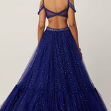 Cocktail Blue Tulle Lehenga Set