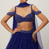 Cocktail Blue Tulle Lehenga Set