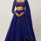 Cocktail Blue Organza Lehenga Set