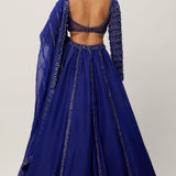 Cocktail Blue Organza Lehenga Set