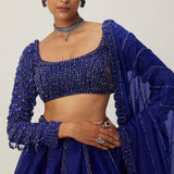 Cocktail Blue Organza Lehenga Set