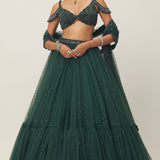 Jade Green Tulle Lehenga Set