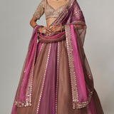 Mud Mauve Lehenga with Elbow Sleeve Blouse