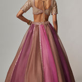 Mud Mauve Lehenga with Elbow Sleeve Blouse