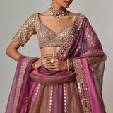 Mud Mauve Lehenga with Elbow Sleeve Blouse
