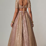 Deep Beige Metallic Lehenga Set