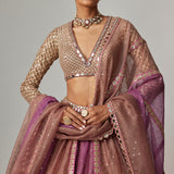 Mud Mauve Lehenga with Full Sleeve Blouse