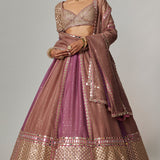 Mud Mauve Lehenga with Elbow Sleeve Blouse