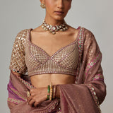 Mud Mauve Lehenga with Elbow Sleeve Blouse