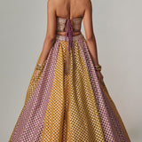 Mustard Multicolour Corset Skirt Set