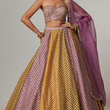Mustard Multicolour Corset Skirt Set