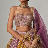 Mustard Multicolour Corset Skirt Set