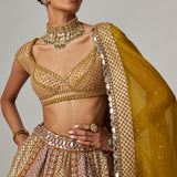 Mustard Multicolour Metallic Lehenga Set