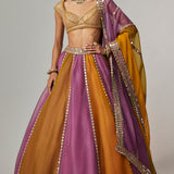 Mustard Multicolour Linear Lehenga Set