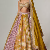 Mustard Multicolour Big Check Lehenga Set