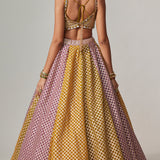 Mustard Multicolour Big Check Lehenga Set