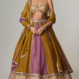 Green Multicolour Sequins Scatter Lehenga Set
