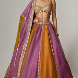 Mustard Multicolour Linear Lehenga Set