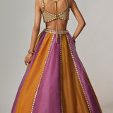 Mustard Multicolour Linear Lehenga Set