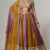 Green Multicolour Sequins Scatter Lehenga Set
