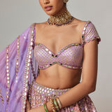 Lilac Multicolour Metallic Lehenga Set