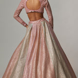 Dark Blush Metallic Gota Crop Top Skirt