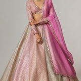 Dark Blush Metallic Lehenga Set with Blush Dupatta