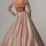 Dark Blush Metallic Lehenga Set with Blush Dupatta