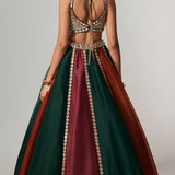 Cranberry Multicolour Linear Lehenga Set