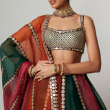 Cranberry Multicolour Linear Lehenga Set