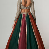 Cranberry Multicolour Linear Lehenga Set