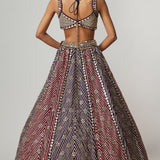 Teal Wine Lehenga Set with Double Dupatta