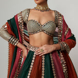 Cranberry Linear Lehenga Set