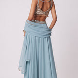 Powder Blue Mirror Lehenga Pant Set