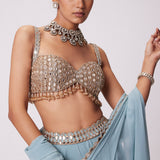 Powder Blue Mirror Lehenga Pant Set