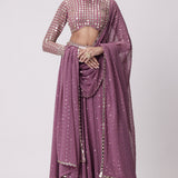 Mud Mauve Embroidered Lehenga Pants Set