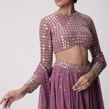 Mud Mauve Embroidered Lehenga Pants Set