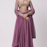 Mud Mauve Mirror Embroidered Lehenga Pant Set
