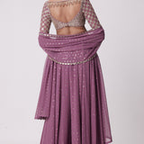 Mud Mauve Mirror Embroidered Lehenga Pant Set