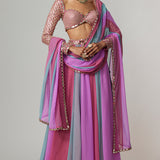 Mauve Multicolour Lehenga Pants Set